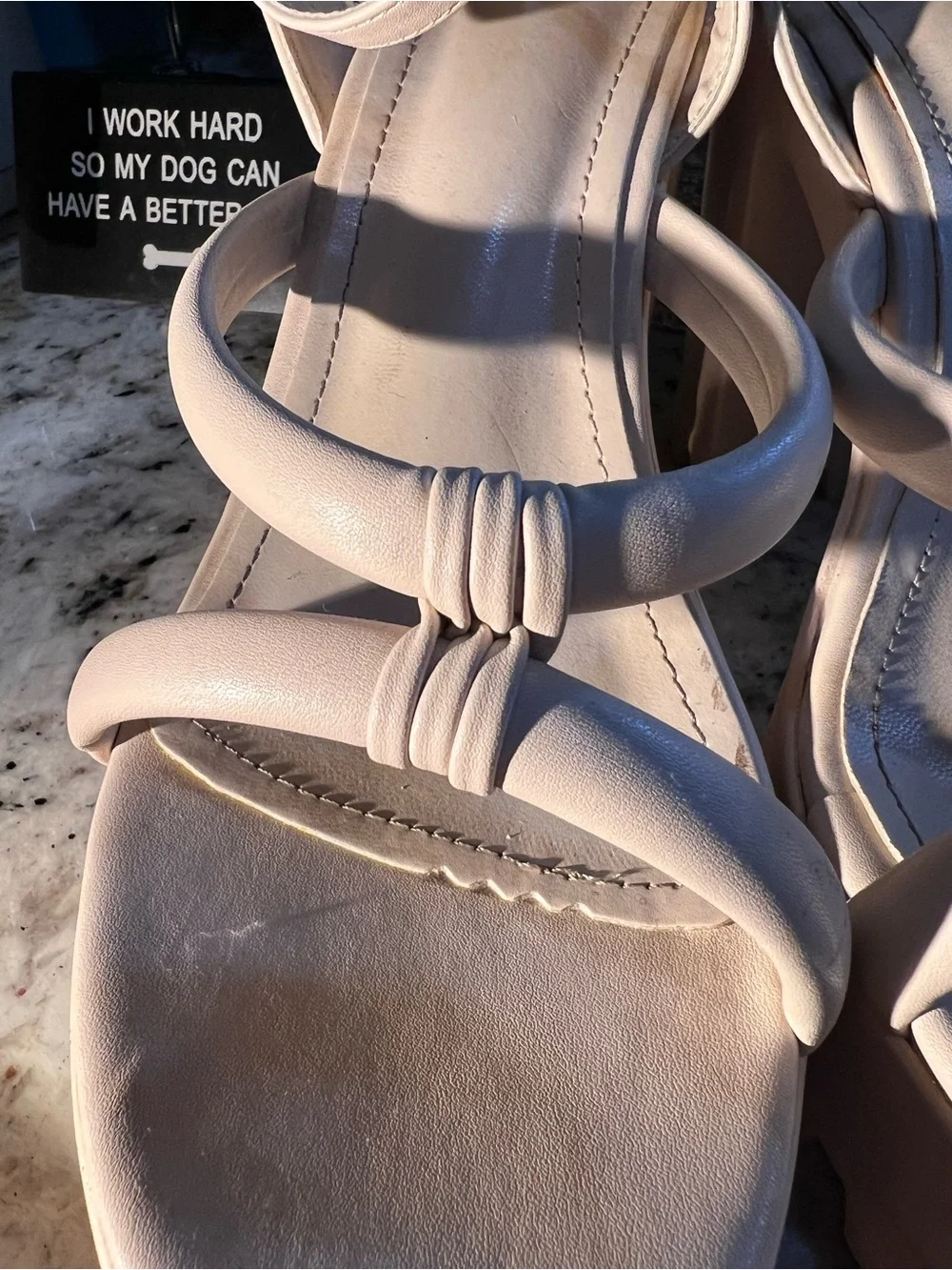 Yoki Women's Chunky Platform Sandals in Nude Worn One Time 8 1/2